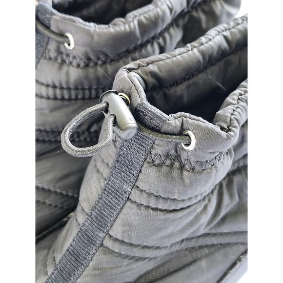 Fioni Quilted Nylon Blk Patent Leather Ankle Wedge Waterproof Boots Sz 8.5 S0024 - Picture 3 of 10